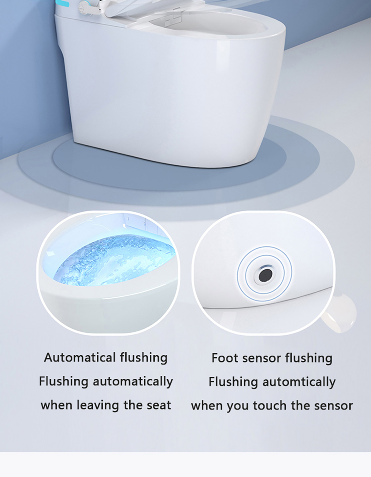 Sensor de luz de descarga automática control remoto inodoros calefactado inodoro intelixente intelixente con asento quente (6)