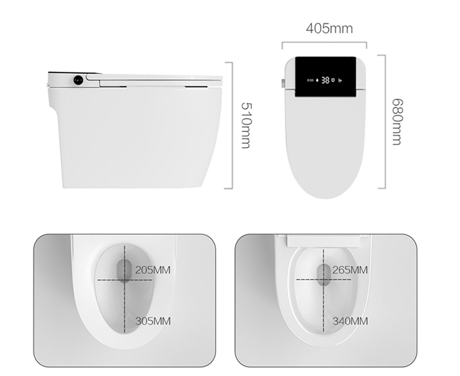 La migliore toilette intelligente elettrica con luce notturna, sensore per piedi, sciacquone del bagno, WC in ceramica intelligente (2)