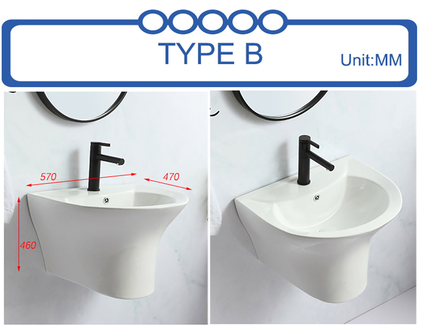 Oge gboo Umywalka Sink ụlọ ịsa ahụ kwụgidere akwọcha aka ọkara pedestal efere abụọ iberibe Wall Hung Basin (3)