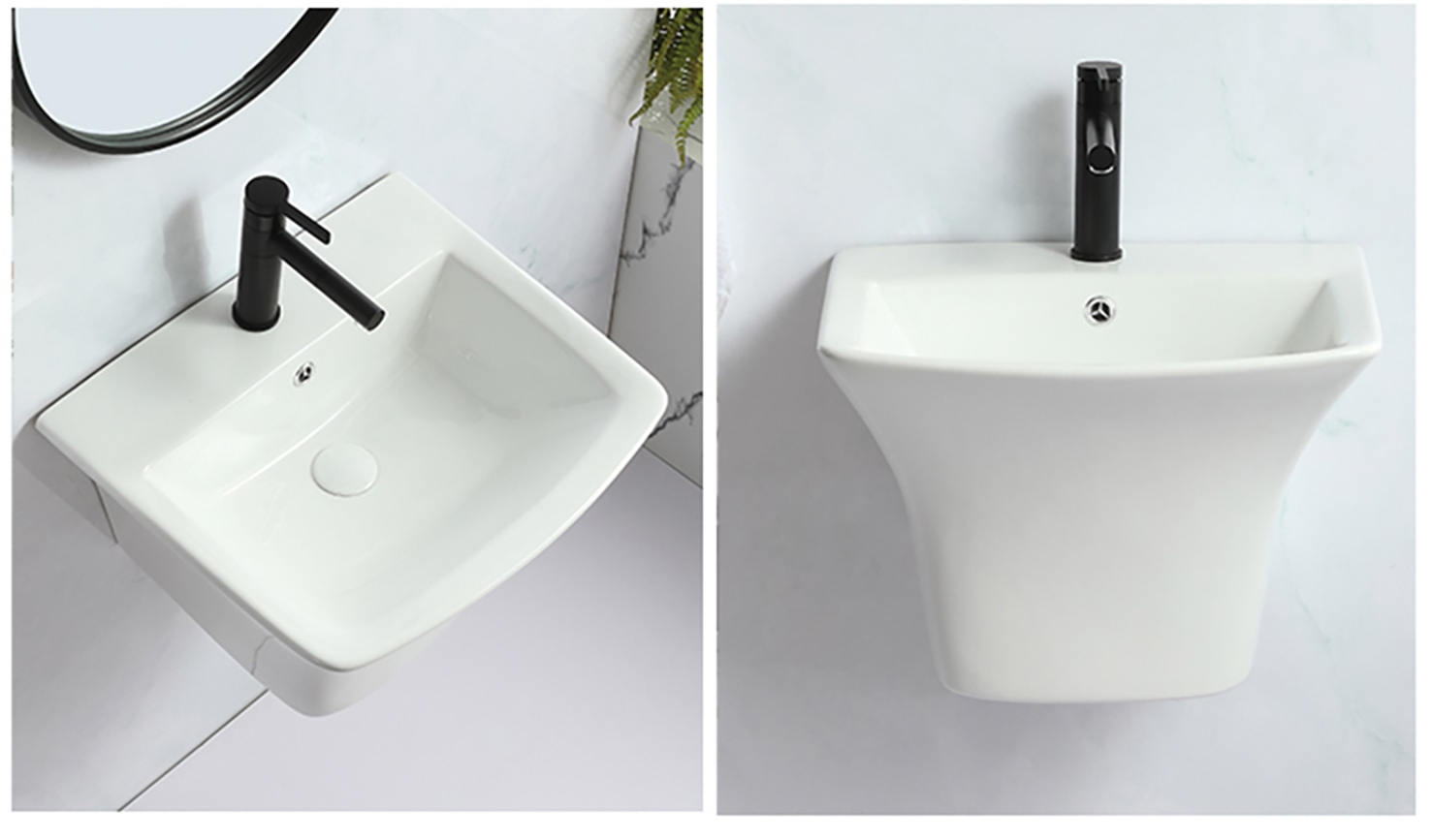 Classical Umywalka Sink ရေချိုးခန်း Hanging Wash Hand Half Pedestal Basin နံရံ Hung Basin နှစ်ကွက် (8)