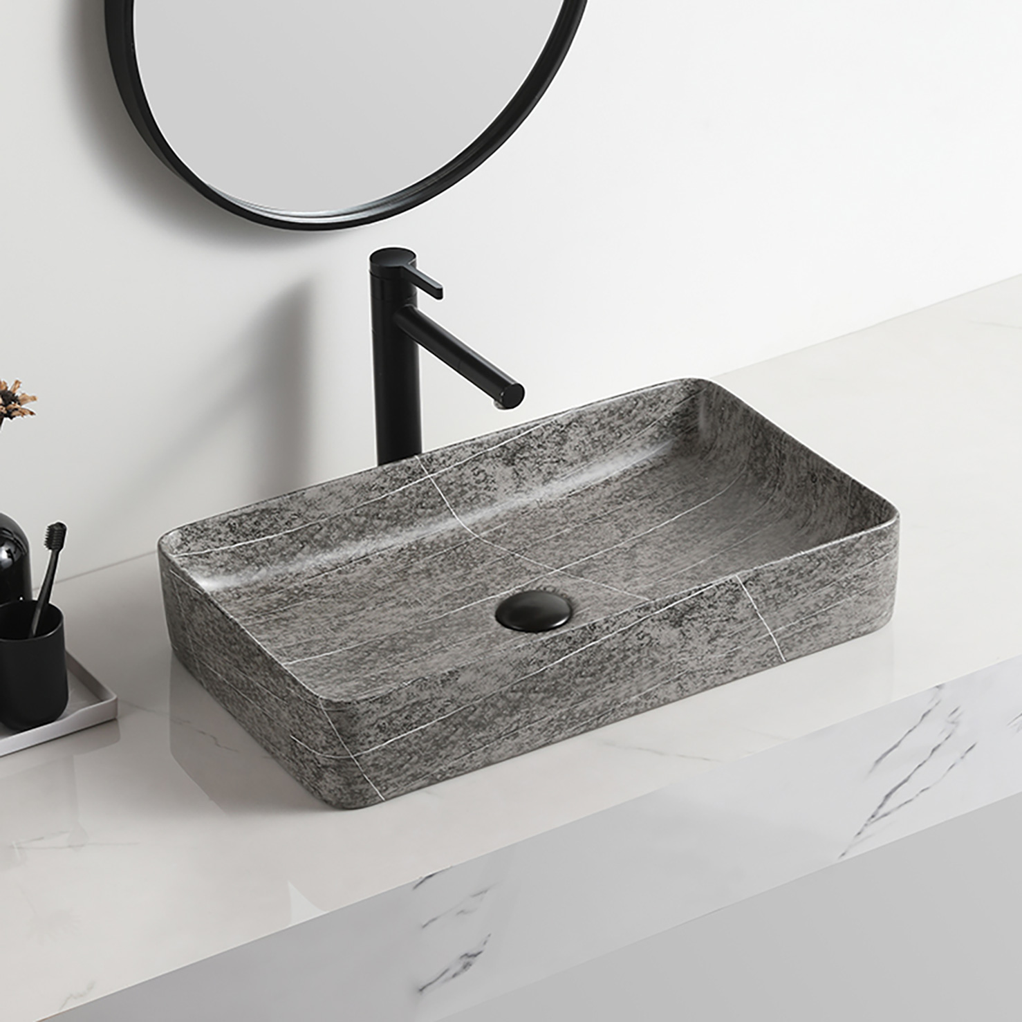 Elegant nwa twalèt lavabo dekoratif Lavabo salle bain Mat Ceramic Table Top Lavabo Marble Hotel Art Basins (9)