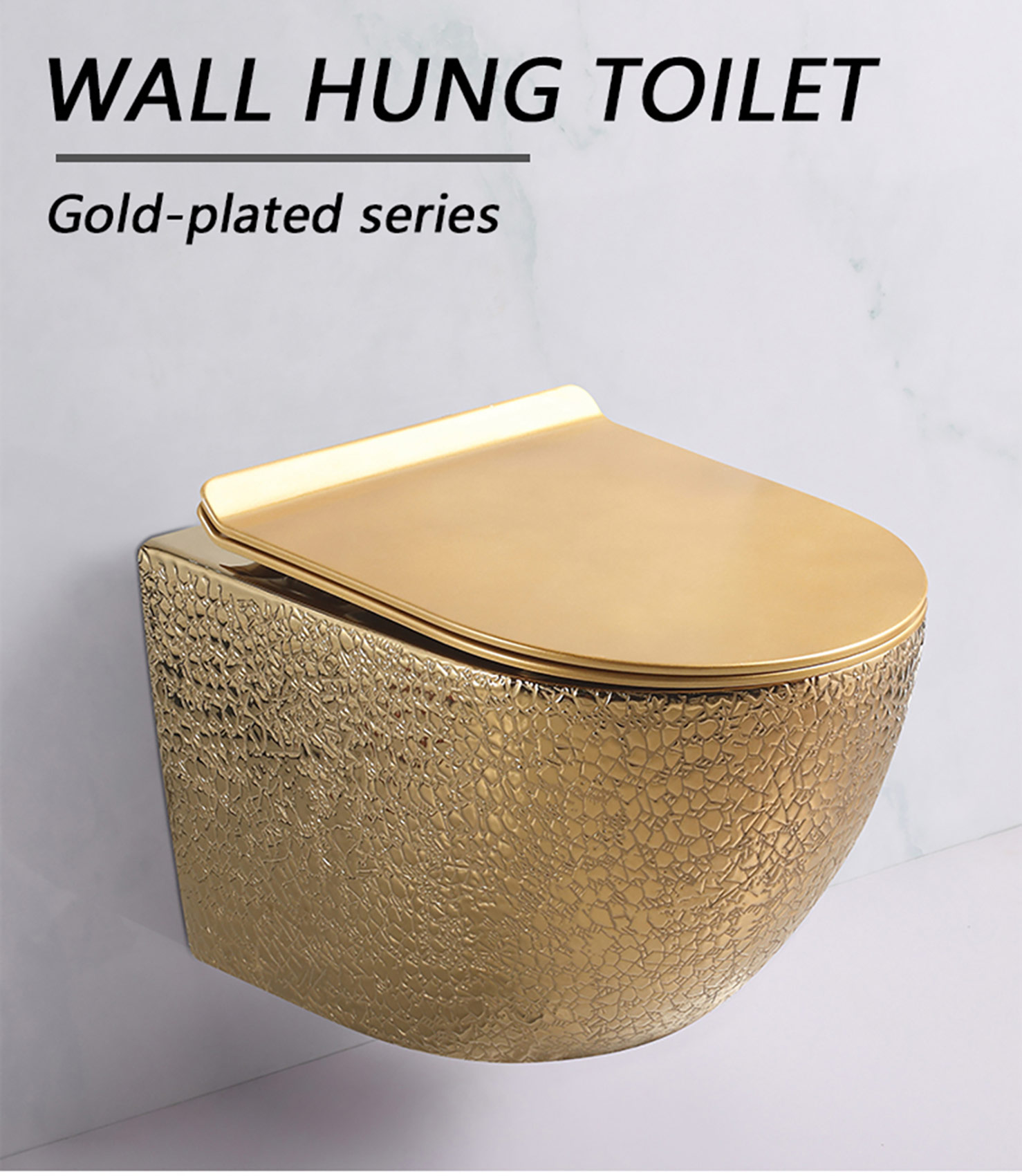 Luxury Gold Wall Hung Wc Banyo Commode Lumulutang Ceramic Wall Mounted Closestool Toilet (1)