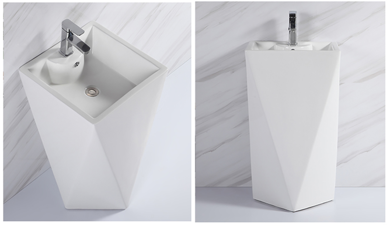 Évier de lavabo à main en céramique d'art blanc brillant autoportant moderne de luxe de hauteur profonde avec bon prix (2)