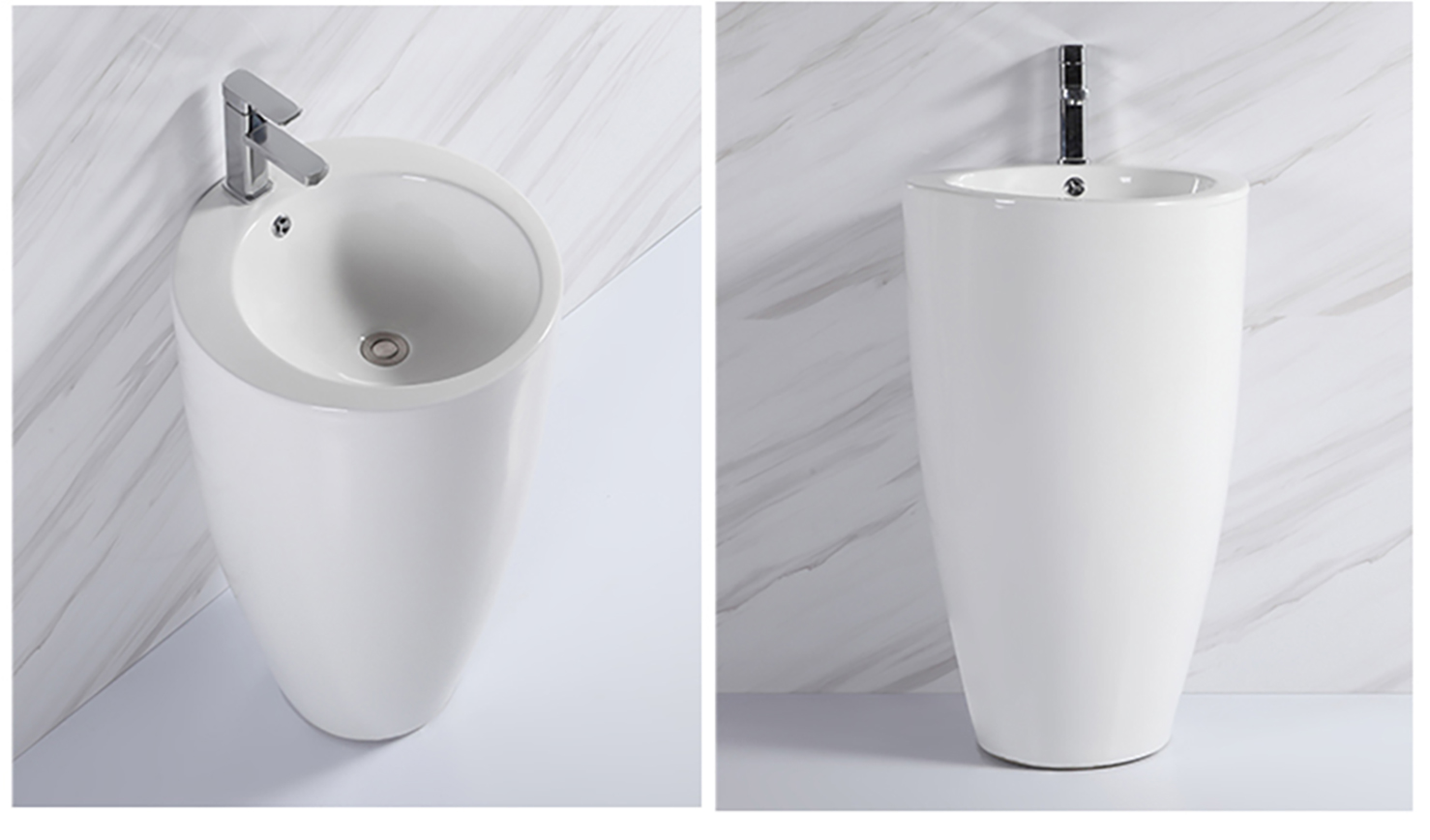 တန်ဖိုးကြီး ခေတ်မီ လွတ်လပ်သော Glossy White Art Ceramic Deep Height Hand Wash Basin Sink (6) လုံး၊