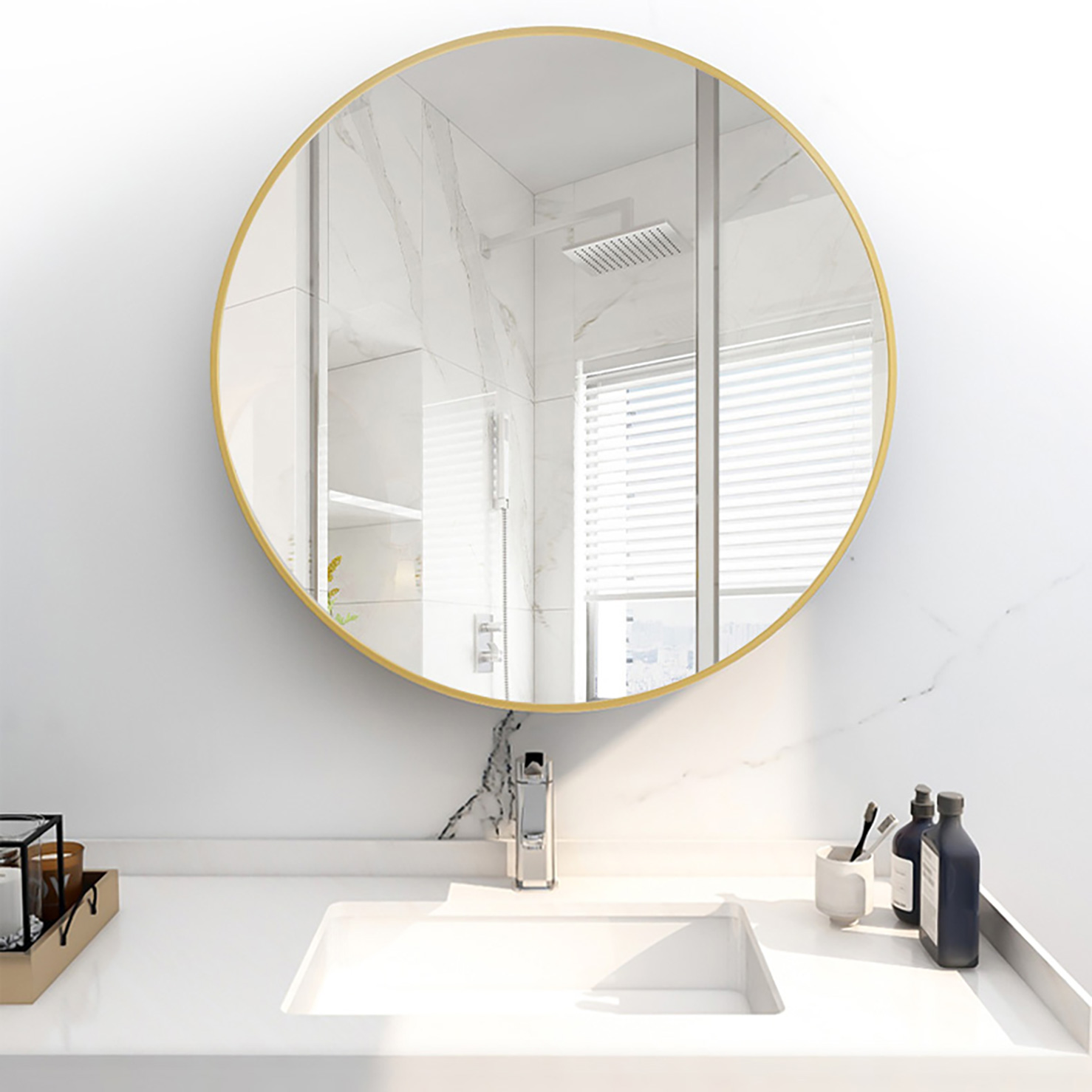 Modern-Round-Meta-Frame-Toilet-Mirror--Wall-Muntat-Doċċa-Silver-Circle-Mirror-Għall-kamra tal-banju-12