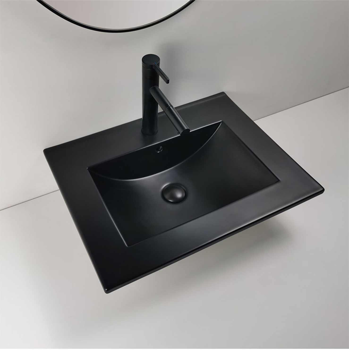 Xifer irqiq Matt Baċin Stylish taċ-ċeramika tal-kamra tal-banju Kabinett Baċin Waschbecken Keramik Table Top Iswed Vanity Sink (1)