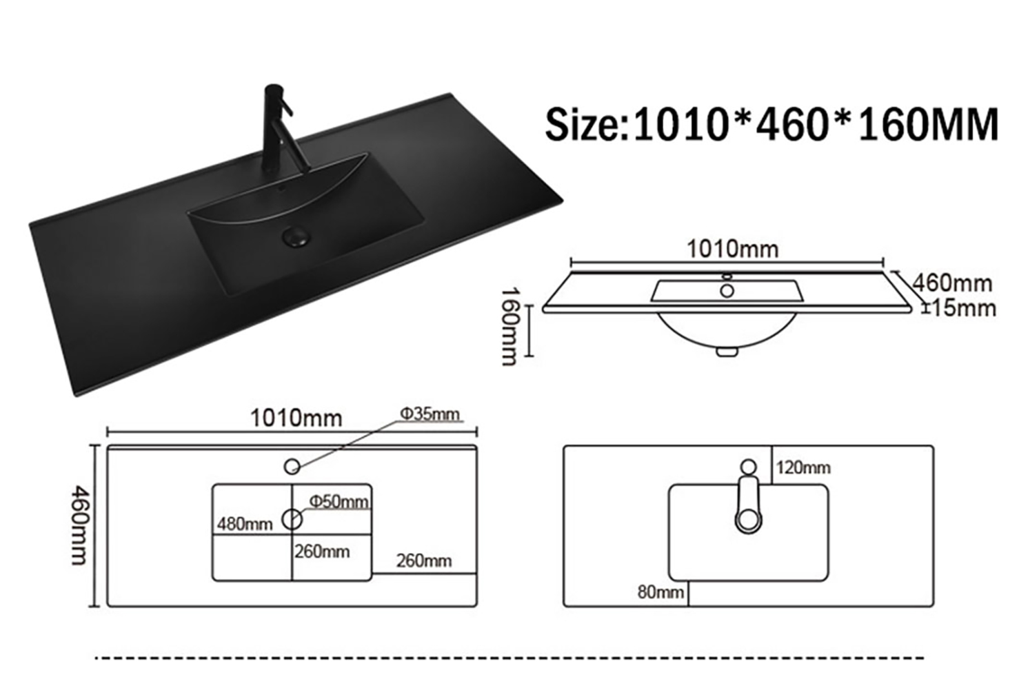 Thin Edge Matt Basen Elégance Seramik twalèt kabinè Basen Waschbecken Keramik Table Top Black Vanity Lavabo (5)