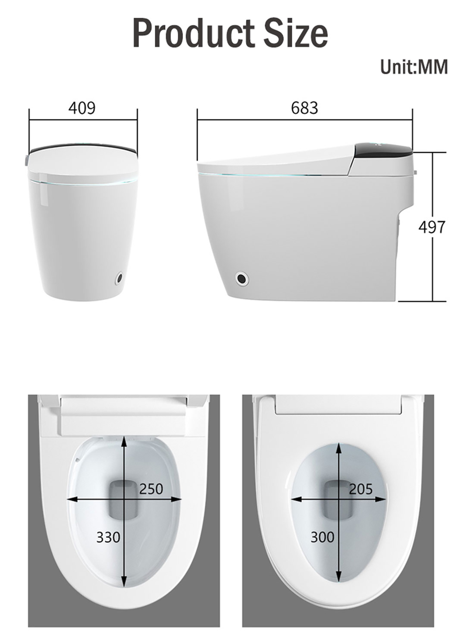 Yepamusoro Yemhando Yekugezera Smart Toilet Yakangwara Magetsi Wc Sanitary Ware Washroom Toilette Ceramic Commode (23)